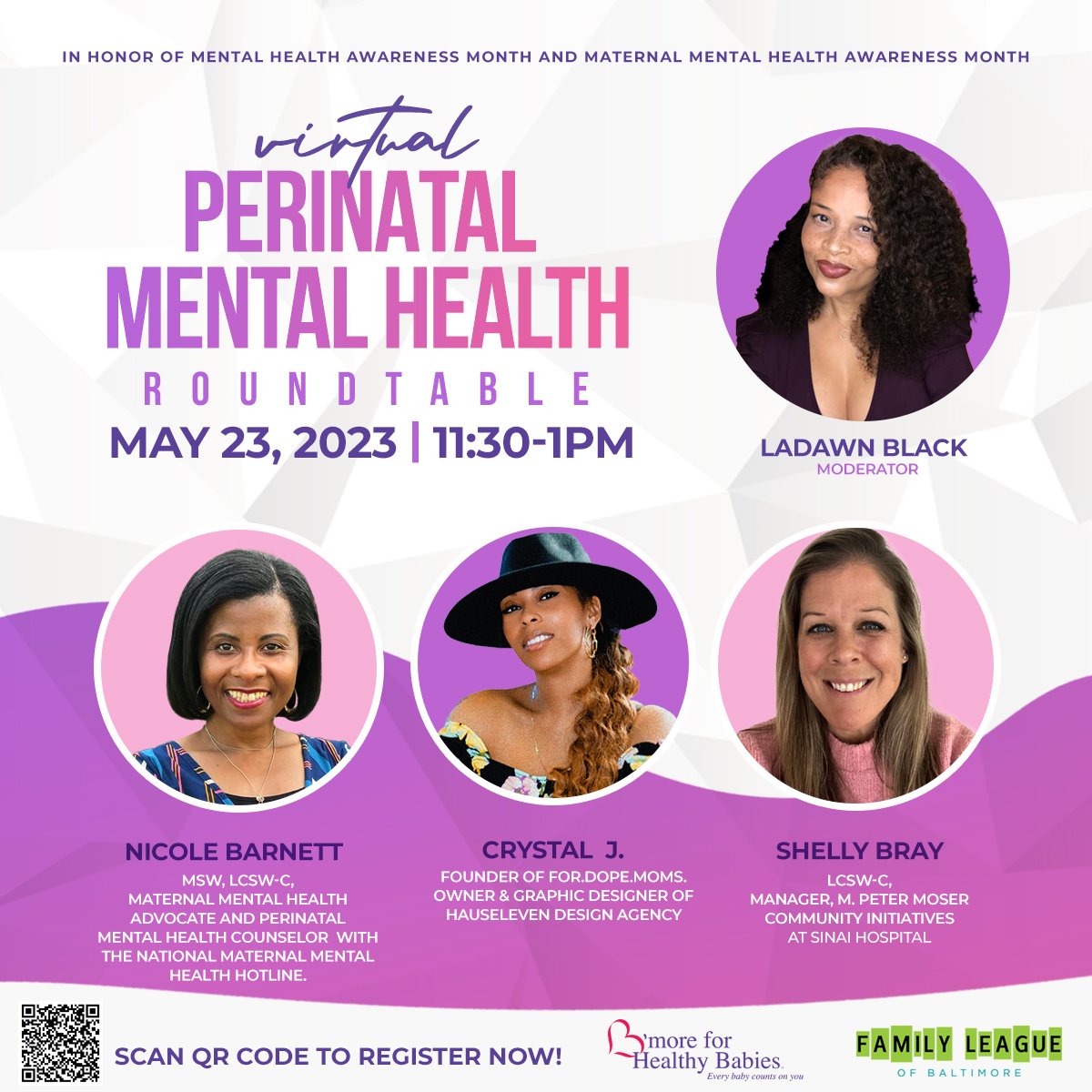 Did you miss our Perinatal Mental Health Virtual Roundtable? Don't fret ... you can access the recording at youtu.be/eo4RDkkudVg. 
#maternalmentalhealth #perinatalmentalhealth #mentalhealthawareness #infants #babies #bmoreforheathybabies @bmore4healthybabies #postpartum