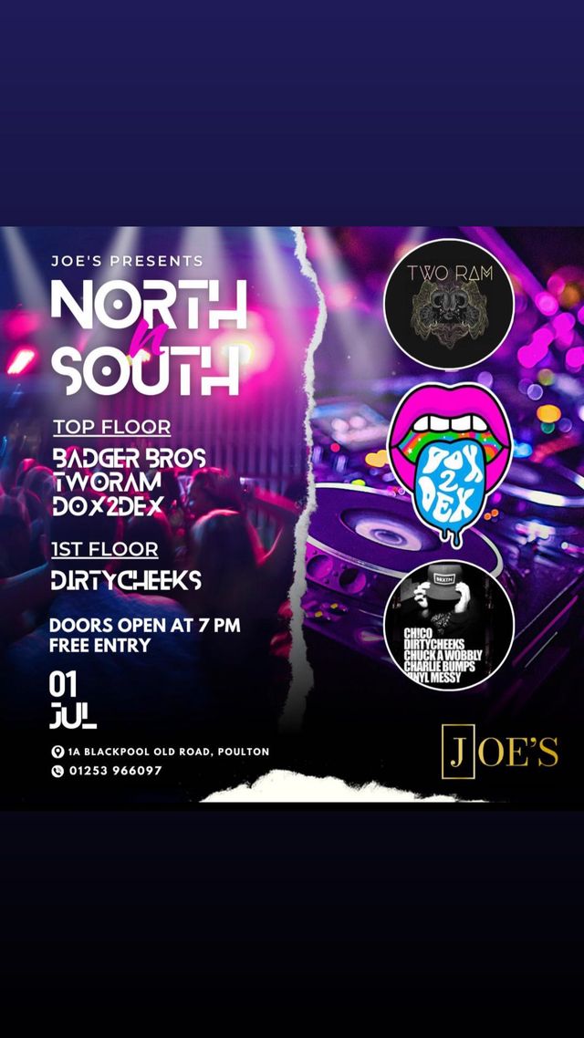 dirtycheeks's tweet image. !!! NEXT SATURDAY !!! 

🎧🎶 NORTH MEETS SOUTH 🎶🎧 01/07/23
Free entry.
Doors open at 7PM.
#house #djs #ukdjs #electronic #dancemusic #poulton #ukgarage #minimalhouse #dj #deeptech#joesclub #joespoulton #goodvibes #PoultonAfterDark #PoultonVibes #PoultonWeekends #PrestonNights