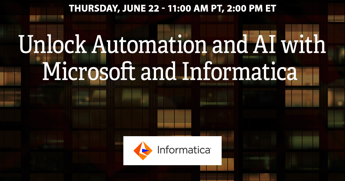 Unlock the potential of automation and AI! Gain insights into intelligent data management, cloud integration, and advanced analytics. Don't miss out on this opportunity to drive digital transformation! dbta.com/Webinars/infor…