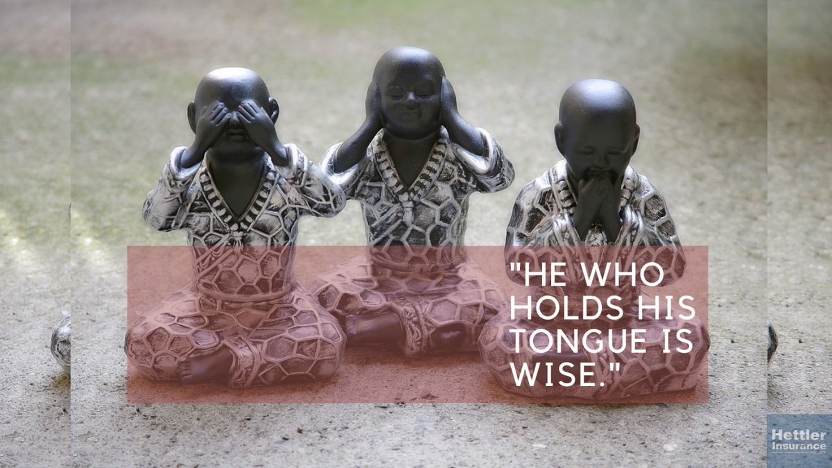 #WidsomWednesday 'He who holds his tongue is wise.' - proverb #HettlerInsuranceAgency