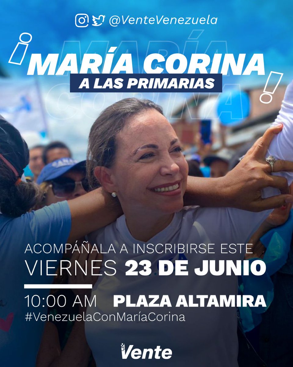 Un día histórico para la libertad, nos vemos este viernes 10am en la plaza Altamira. 

Vamos todos a acompañar a <a href="/MariaCorinaYA/">María Corina Machado</a> 

#VenezuelaConMaríaCorina