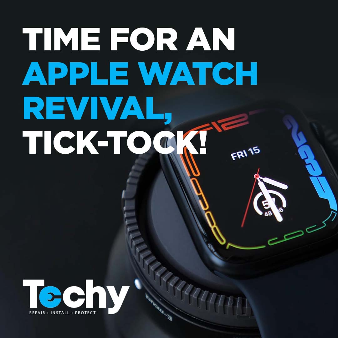 TechyCompany's tweet photo. Tick-tock on your watch  ⌚!

Give your Apple Watch the revival it deserves with Techy, the ultimate destination for seamless repairs 🧰

#applewatch #smartwatchrepair #applewatchfix #smartwatch https://t.co/a1J13h09QU