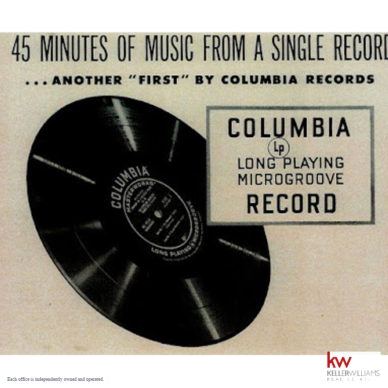 THIS DATE IN HISTORY BROUGHT TO YOU BY FRAN THE REAL ESTATE MAN 😎

June 21, 1948 – 33 1/3RPM LP record format is introduced. It is planned to replace the 78RPM format.