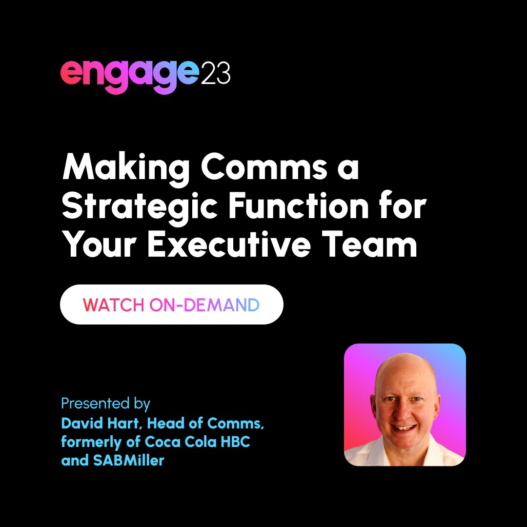 😱 Missed David Hart’s session at Engage? 

Watch it on-demand today: fal.cn/3zhxn

#StrategicComms #ExecutiveTeam #InternalCommunications