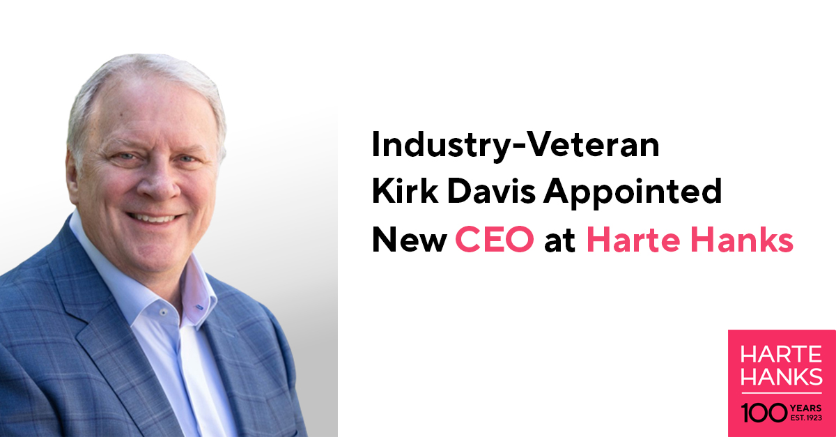 We’re thrilled to share the announcement of Kirk Davis being appointed as the new CEO of Harte Hanks. Join us in welcoming Kirk Davis to the Harte Hanks team and learn more about his vision for the company's future: hubs.la/Q01Vgqgd0