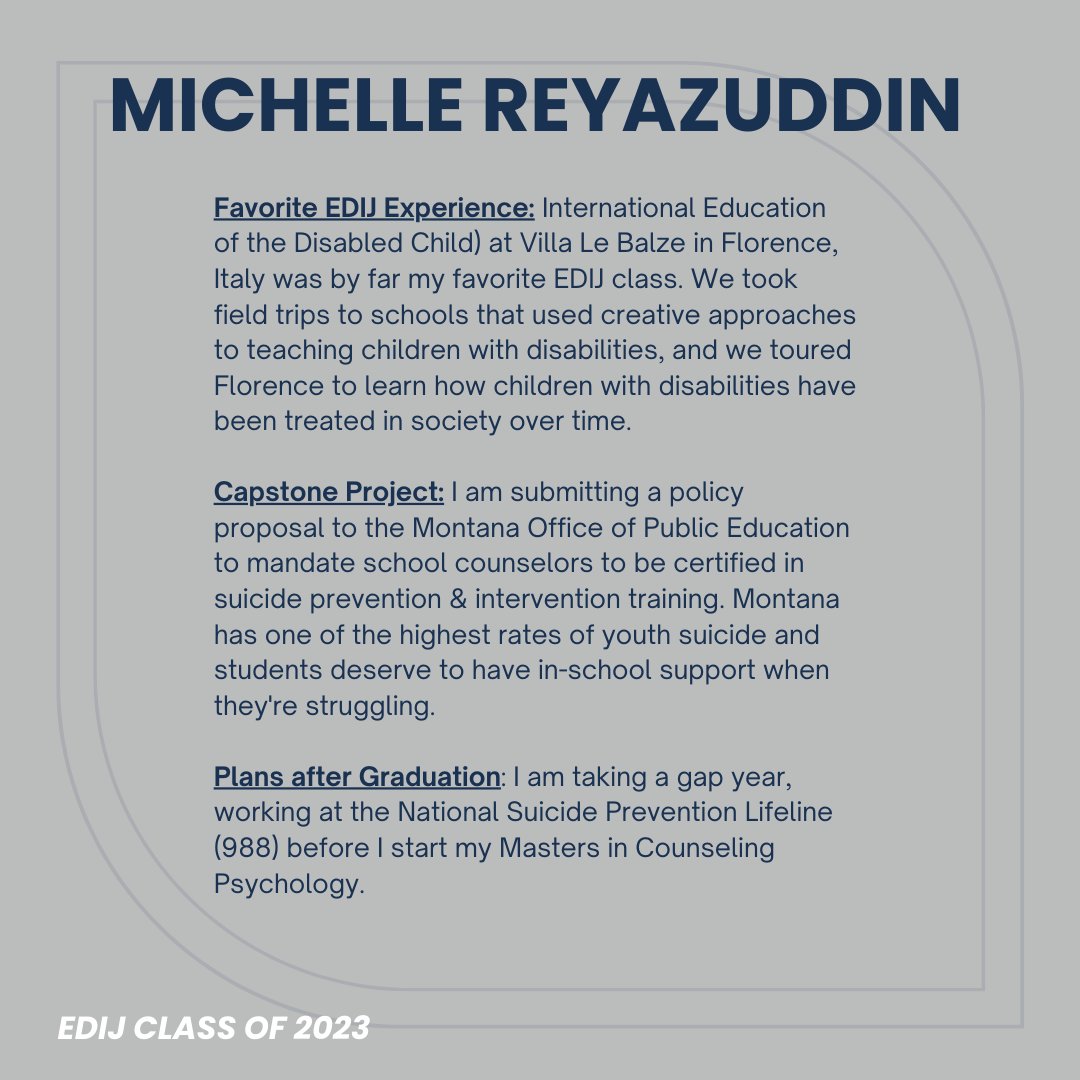 Congratulations Michelle! #EDIJClassOf2023 🎓✨💙