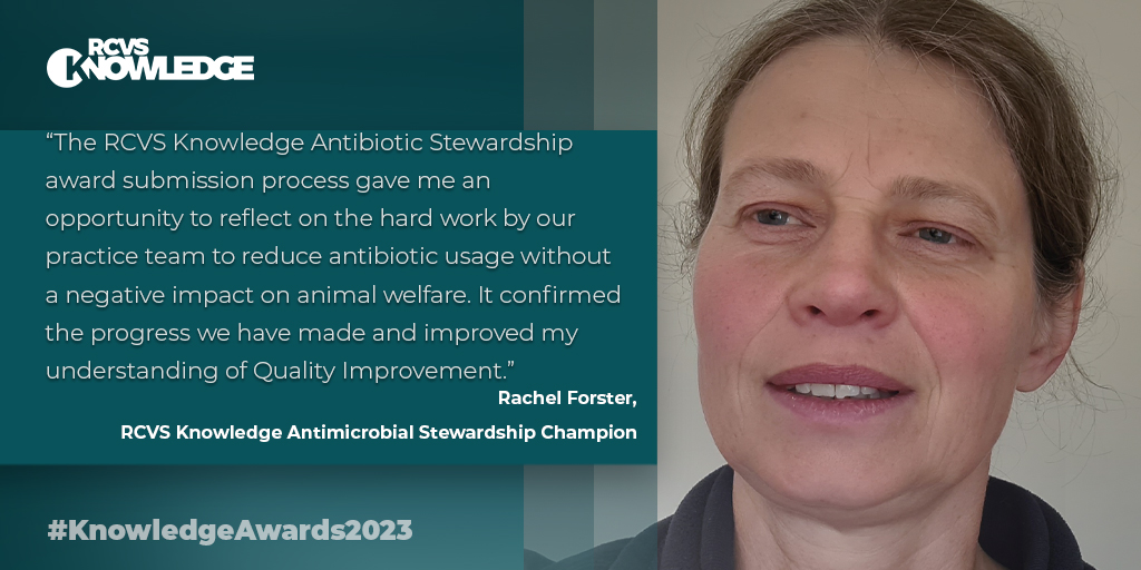 RCVSKnowledge's tweet photo. Rachel Forster has been named an Antimicrobial Stewardship Champion in our 2023 #KnowledgeAwards for her work reducing neonatal antibiotic use by 75%.
Read more about her work here: https://t.co/ULlG3Zag2R https://t.co/Ote77HcZPx