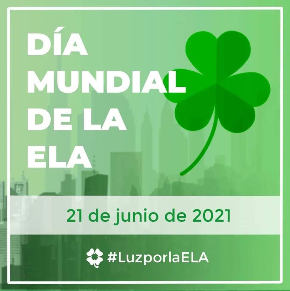 🌐 En el #DíaMundialdelaELA 🍀y cada día luchemos todos unidos y reivindiquemos juntos un mundo sin #ELA, una enfermedad que no tiene
cura por ahora.
Más investigación y una vida digna para los enfermos de ELA, sus familias y sus cuidadores.

#UnidosContraLaELA
#DesbloqueoLeyELA
