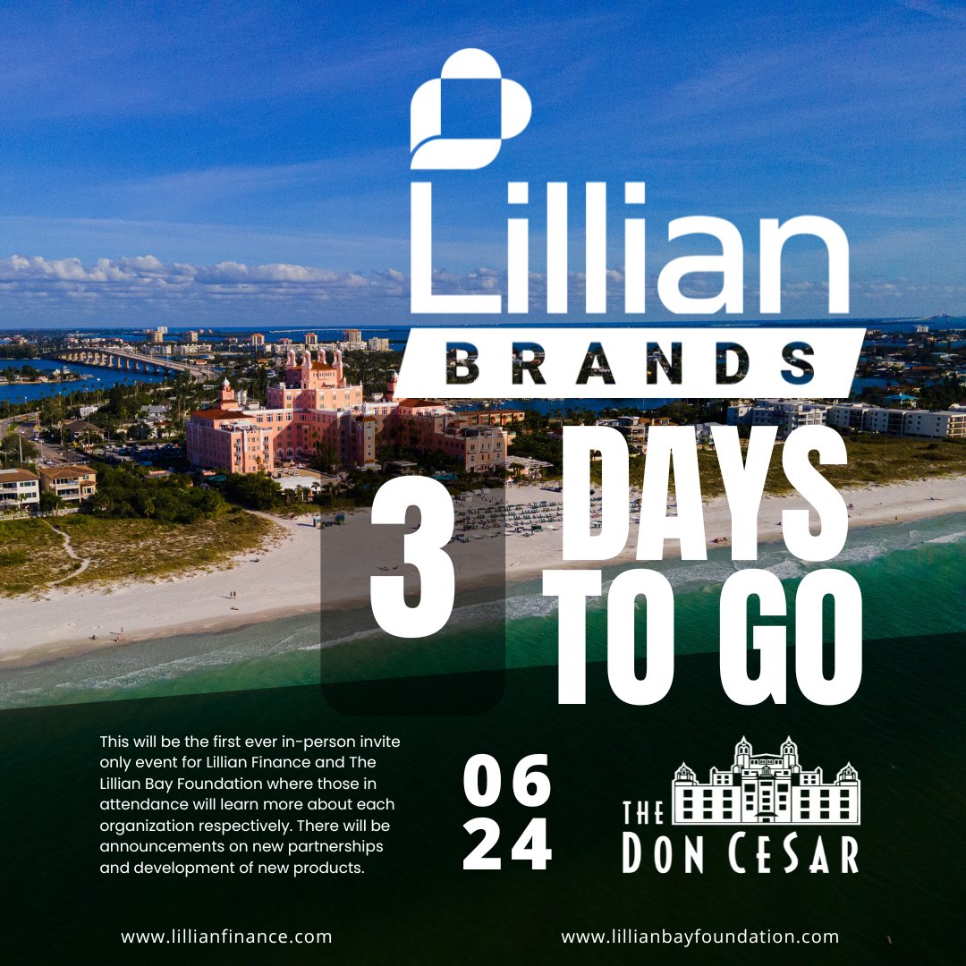 Three days and counting. We are all getting ready to meet you in St. Pete's. The Lillian Bay Foundation team and the Lillian Finance and Lillian Blockchain teams are gearing up to celebrate the future with you. See you Saturday in St. Pete's. #LillianBayFDN #LillianFinance