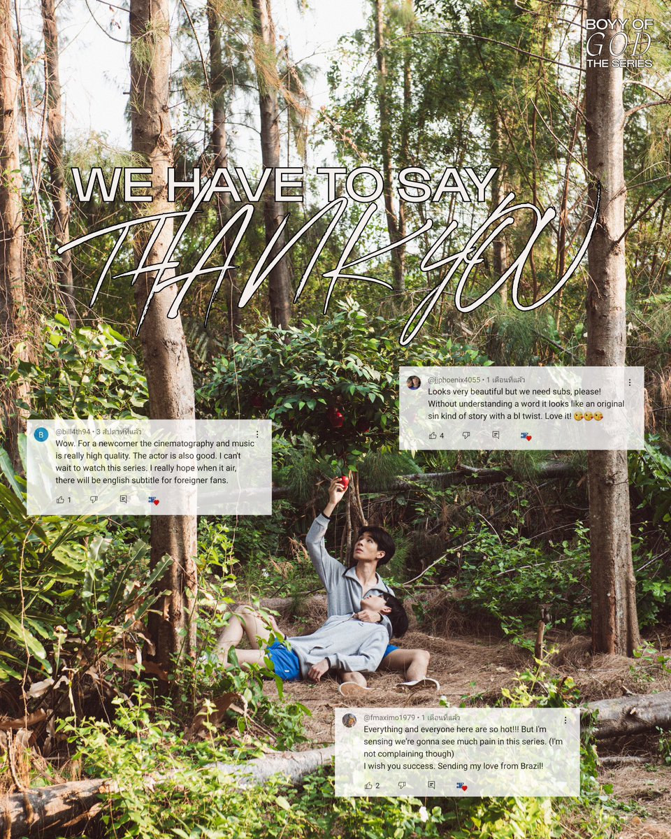 Boyyofgodseries's tweet photo. We have to say thank you to all of love and support , let move together to next chapter . #BOGThankYouPost #BoyyOfGodTheSeries #ลูกรักพระเจ้าเดอะซีรีส์ https://t.co/kVLT9H8V4k