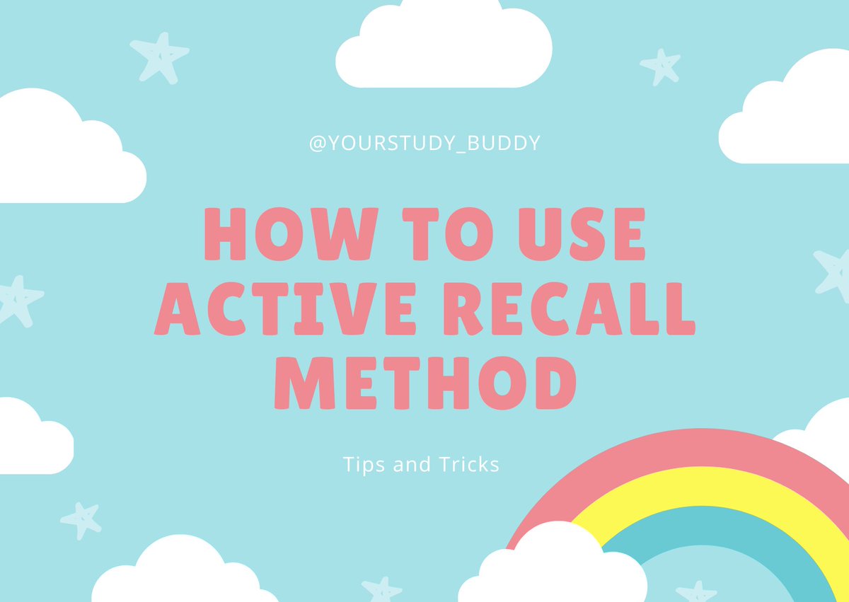 yourstudy_buddy's tweet image. Tips menggunakan metode Active Recall untuk meningkatkan ketahanan ingatan dan kemampuan "memanggil" memori

A thread

#studytips