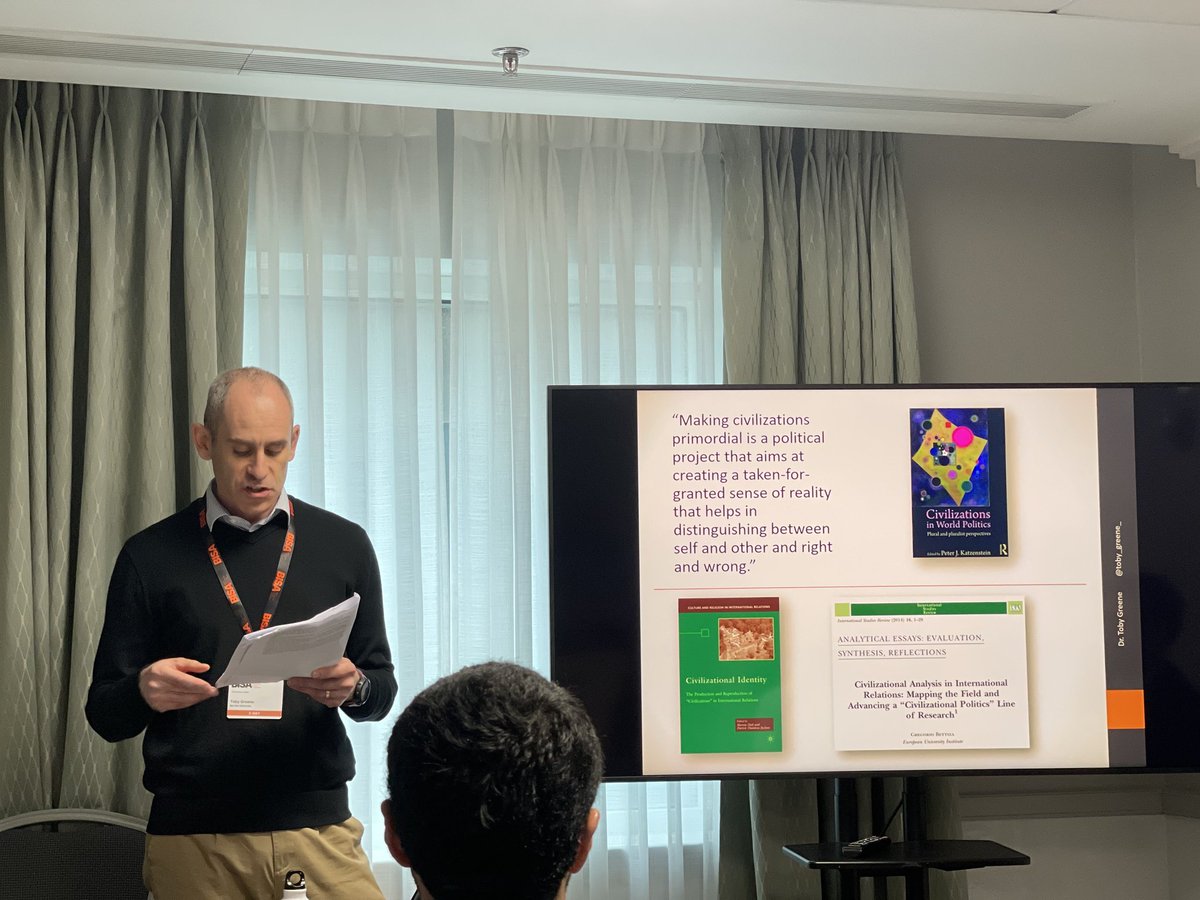 Just presented to #BISA2023 on the civilizational identity politics of constructing an Abrahamic identity in the Middle East. Thanks for all the great questions and big thanks to @malit_jr for snapping me in action