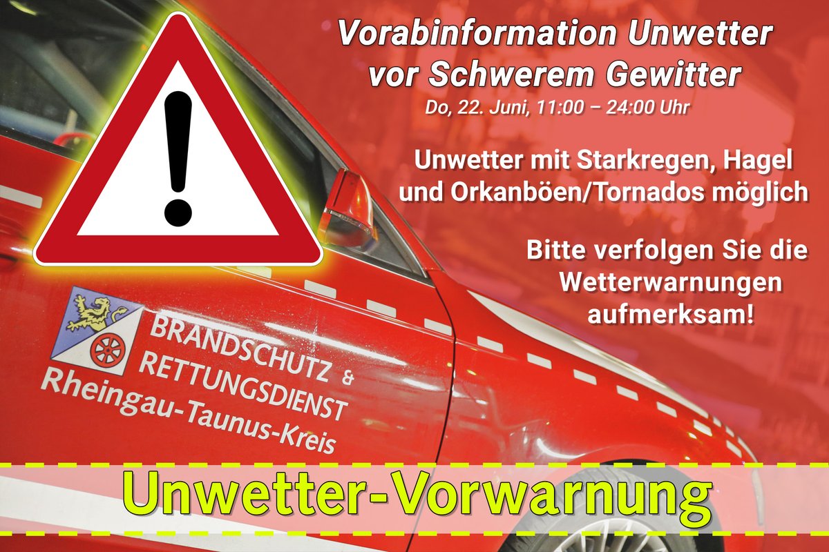 #unwetter #Vorwarnung vom DWD. Besonders am Donnerstag kann es lokal zu Unwettern kommen. Bitte behaltet die Warnmeldungen unter dwd.de im Auge.

DIe Vorwarnung dient zur Vorbereitung. Wo genau und ob es zu wie schweren Unwettern kommt, ist noch unklar.