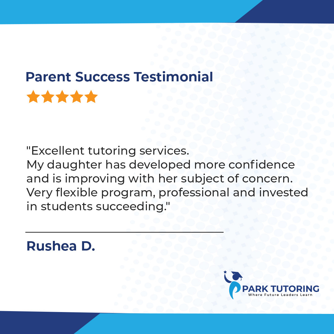 Sharing a Parent Success Testimonial. 🥰💖

Hear from a satisfied parent about their child's progress!
#ParkTutoring #TutoringServices #AcademicSupport #PersonalizedLearning