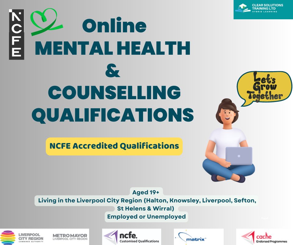 ClearSolutions2's tweet image. Funded Mental Health &amp;amp; Counselling Skills qualifications available on @ClearSolutions2 online classroom - Flexible #learning with on-going tutor support. 
Valuable skills and knowledge for any occupation or life situation!! 
Find our full qualification guide here:…