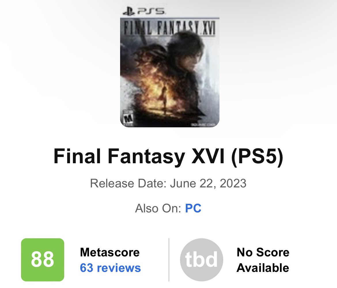 Final Fantasy 16: Metacritic Review Scores Are In! Is This The