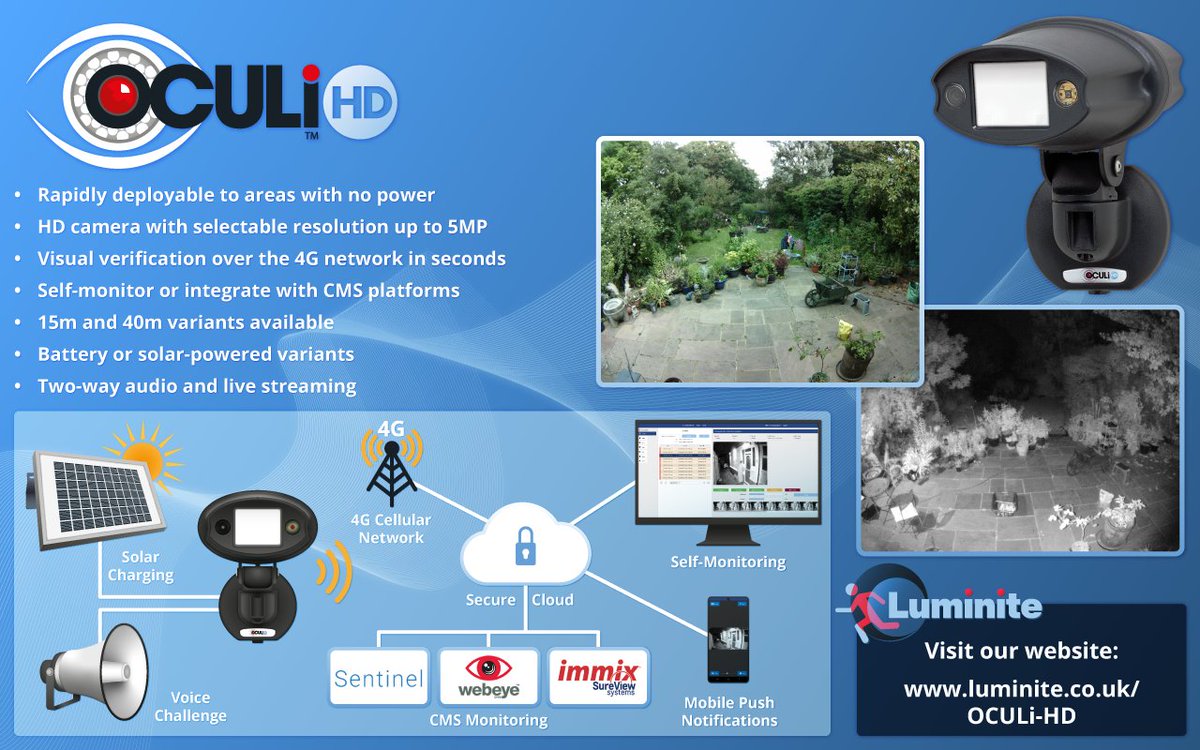 Luminite Electronics (@luminitepir) on Twitter photo No power, no problem. OCULi HD delivers high resolution footage of an alarm event from up to 40 metres. Contact us for information on 0208 368 7887 or email info@luminite.co.uk No power, no problem. OCULi HD delivers high resolution footage of an alarm event from up to 40 metres. Contact us for information on 0208 368 7887 or email info@luminite.co.uk