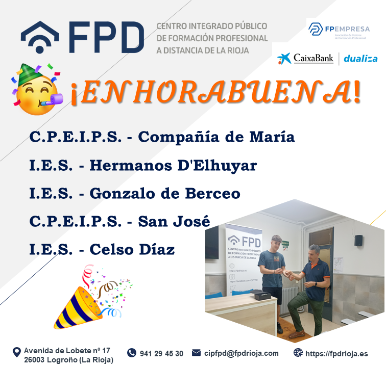 cipfpd_rioja's tweet photo. ¡Ya tenemos los 10 ganadores del sorteo del Escape Room!
Se ha notificado a los centros los alumnos y alumnas que han resultado ganadores.
El día 26 de junio se realizará la entrega de los premios.
Muchísimas gracias por vuestra participación.
#fp #todofp #fprioja #educación https://t.co/f3V04bga1M