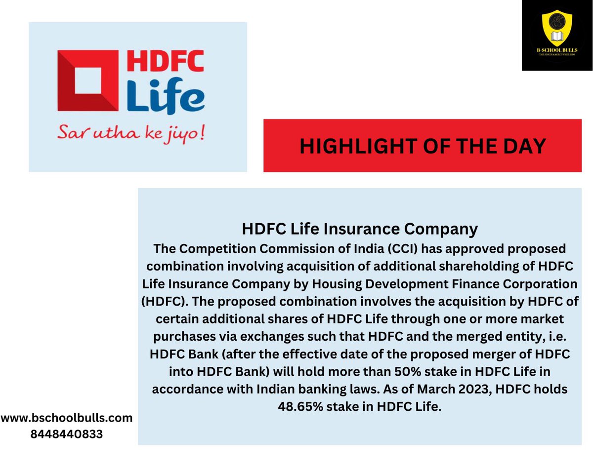 'CCI greenlights HDFC's move to strengthen stake in HDFC Life Insurance, paving the way for increased control'

#InsuranceIndustry #CCIApproval #HDFCLifeInsurance #HDFCExpansion #MergersAndAcquisitions #IndianBankingLaws #FinancialNews #MarketUpdates