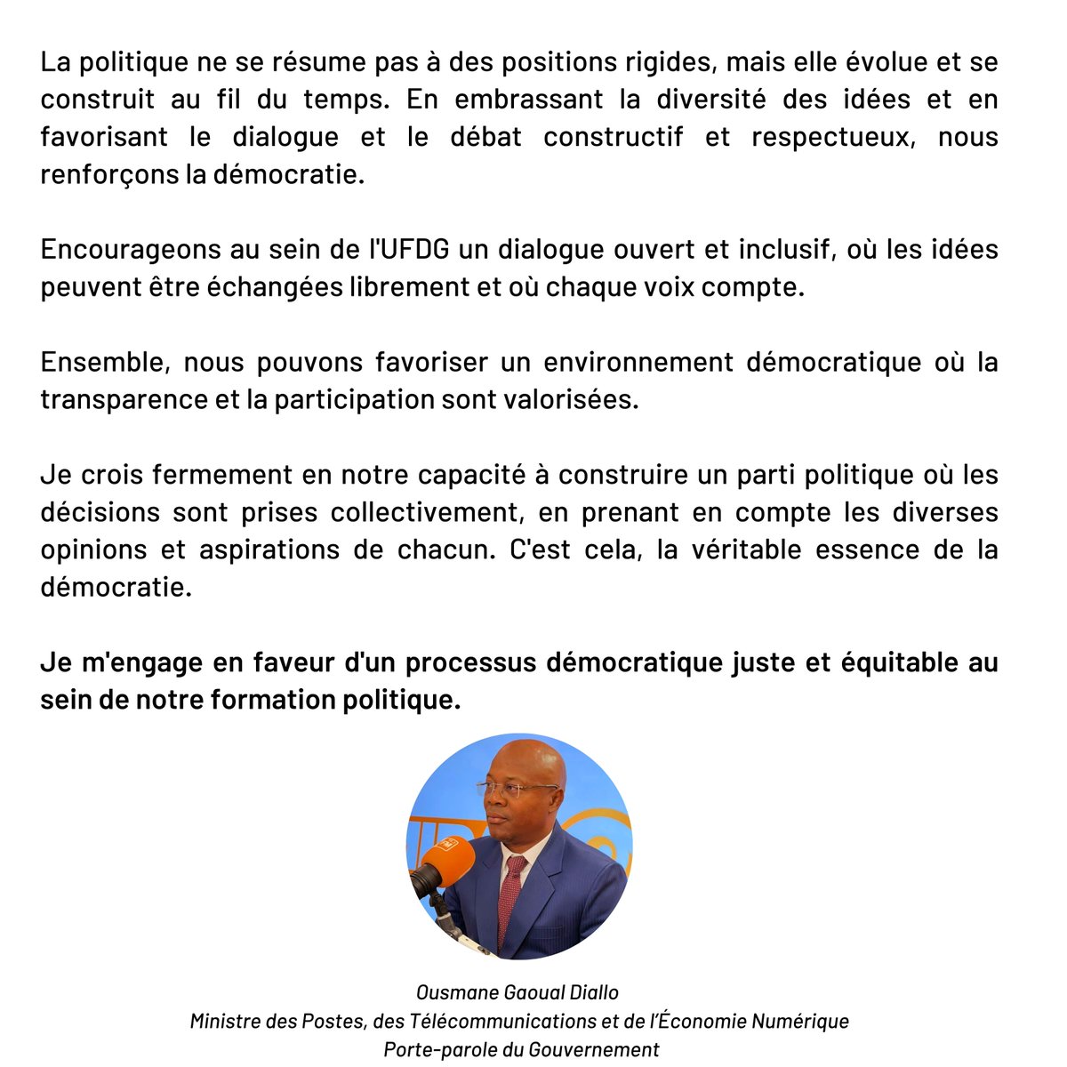 #Guinée #UFDG #Démocratie #DialogueConstructif #DiversitéDesIdées #DialogueRenforce