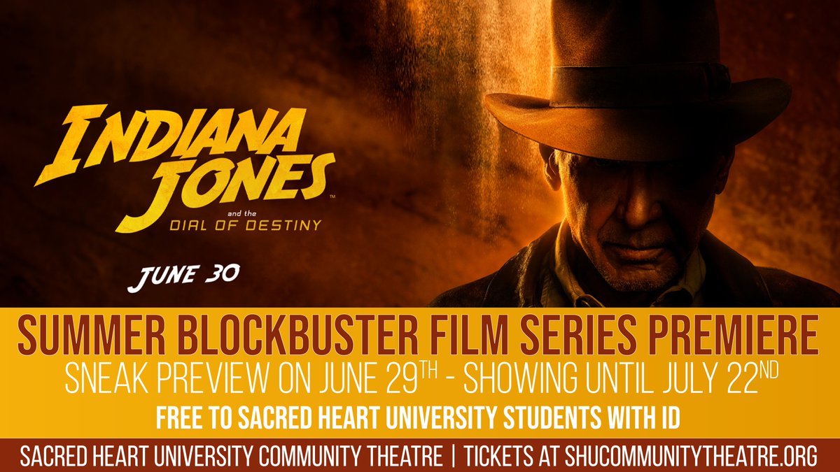 DDon’t miss this opportunity to see Indiana Jones and the Dial of Destiny before its official release! For one night only, join us at the SHU Community Theatre for a special pre-screening. Sign up below & receive a special #SHUAlumni offer ⬇️

hubs.la/Q01Vg9pT0