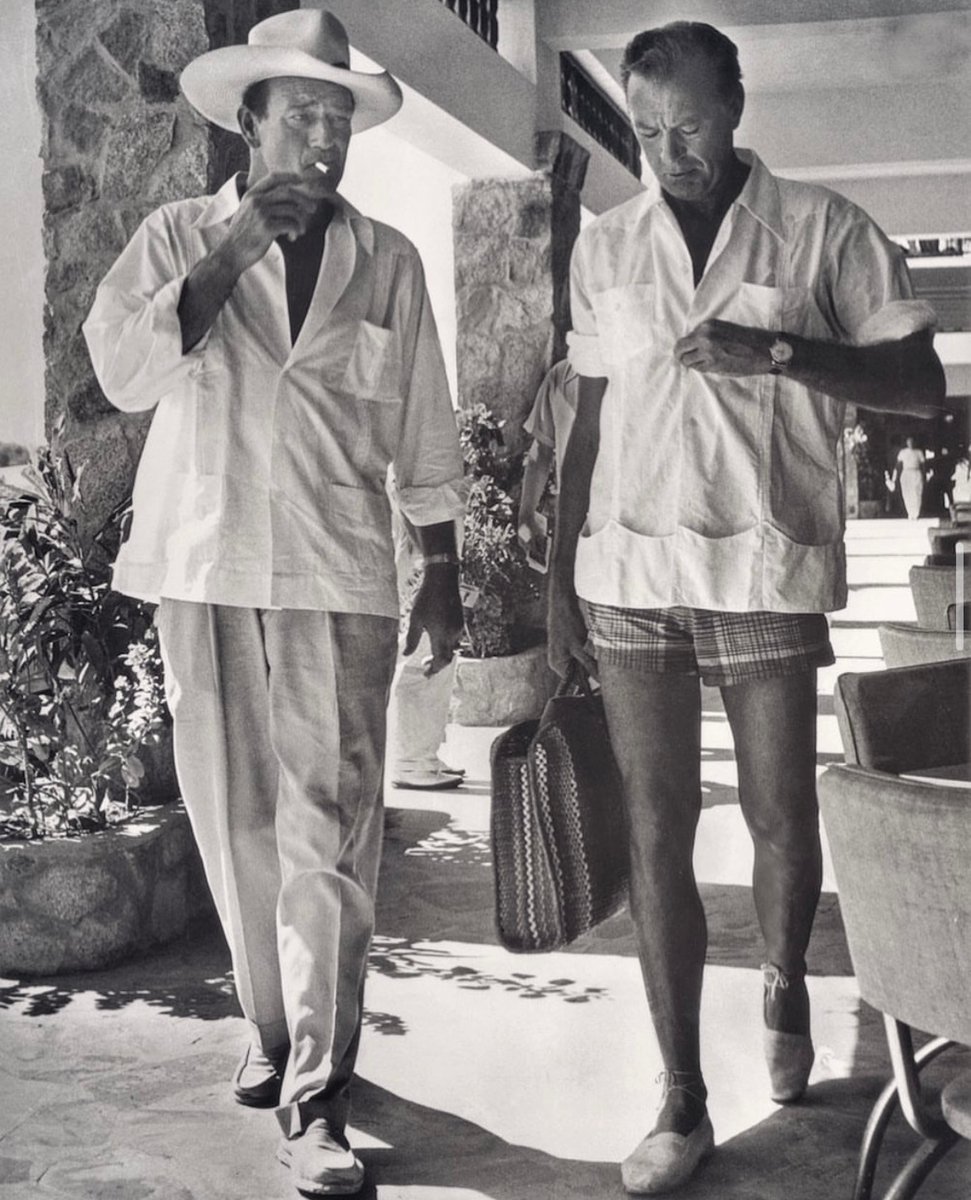 Summer style is in full force in Acapulco, well it certainly is for John Wayne and Gary Cooper pictured here taking a walk in 1953.

#johnwayne #garycooper #acapulco #travel #holiday #inspiration #actor #icon #vintage #film #dapper #stylish #cool #gentleman