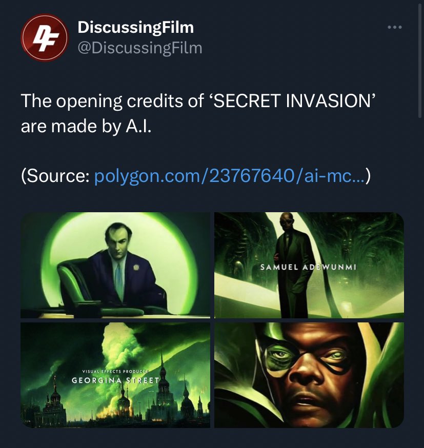 DiscussingFilm on X: The opening credits of 'SECRET INVASION' are made by  A.I. (Source:   / X