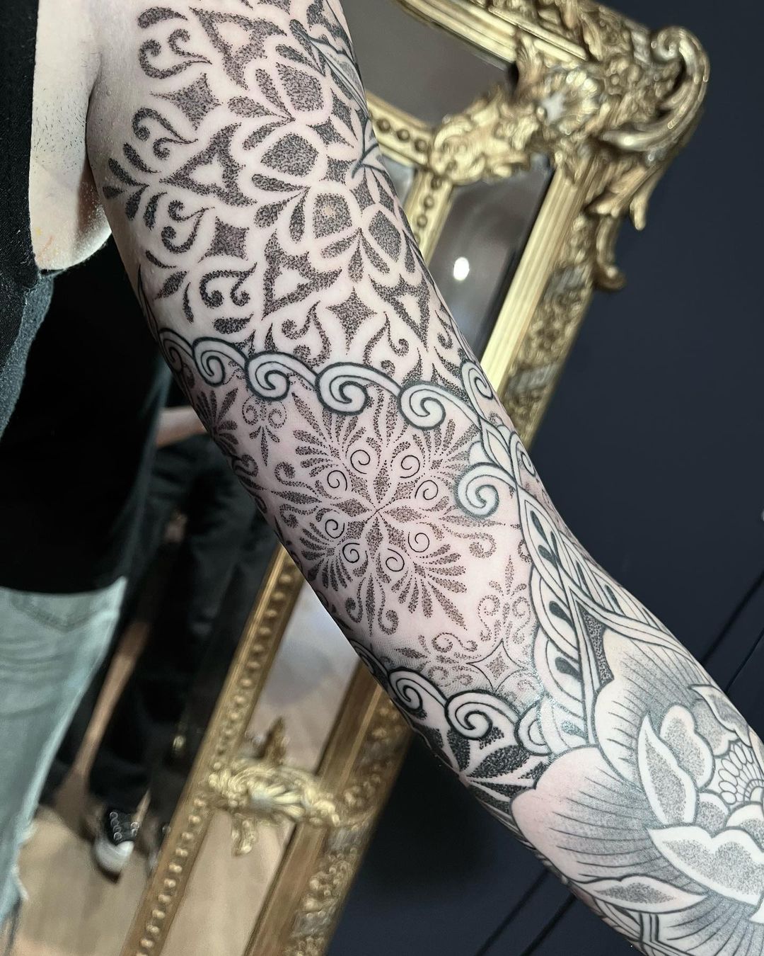 Geometric pointillism\dot work sleeve tattoo - The ORDER - The Order Custom  Tattoos
