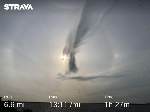 Early morning windy “Longest 6.2 miles #GlobalRunClub run and this was my view over the Smiths Point Bay out in Long Island. Had to stop and take this interesting photo. 

 #AbbottWMM #Running #Marathontraining #runchat #bibchat #Guyaneserunner #Guyanese