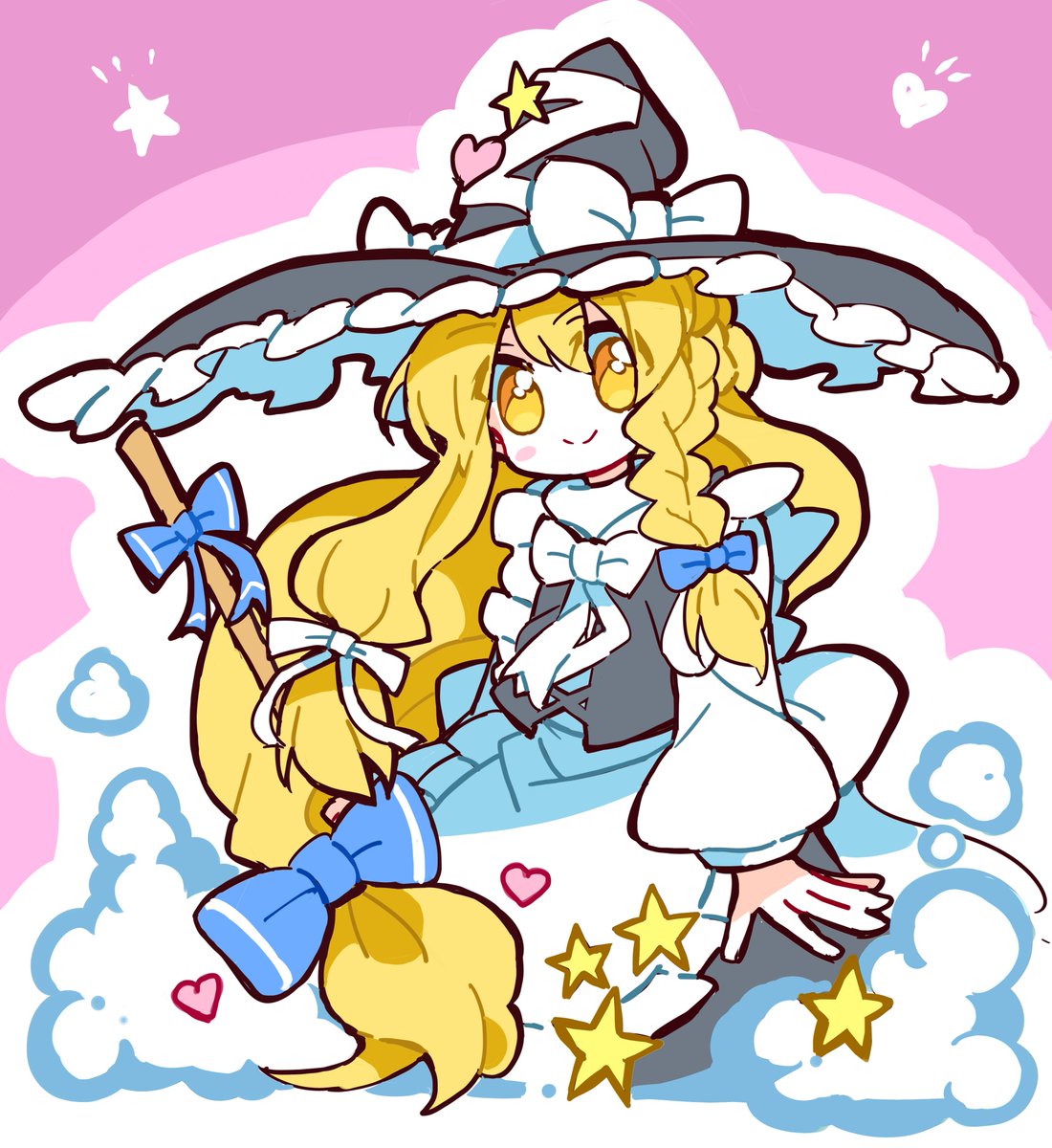 kirisame marisa 1girl hat blonde hair solo long hair witch hat braid  illustration images