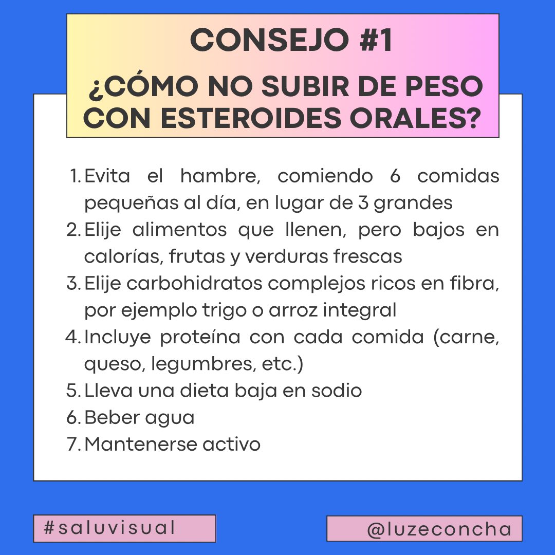 Consejos en #uveitis 
 ¿ Cómo no subir de peso con esteroides orales?
#esteroide #prednisona #efectosadversos #consejos