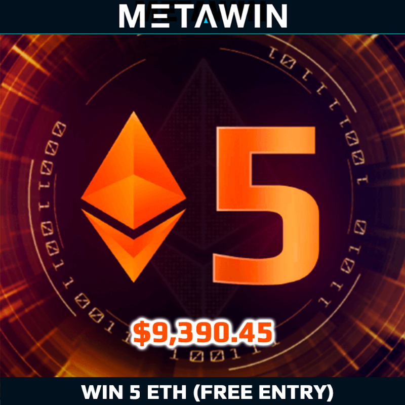 MetaWin's tweet photo. We are giving away a 5 ETH ($9,400) prize every day this week at MetaWin. 🎁

Get your FREE ENTRY:  https://t.co/NfsTlTk14g