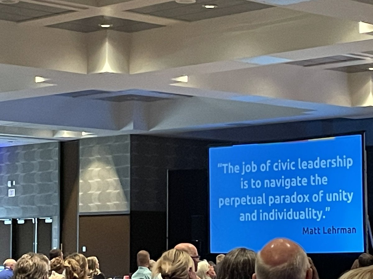 Great quote on civic leadership by <a href="/MattLehrman/">Matt Lehrman</a> as part of <a href="/MinnesotaCities/">League of Minnesota Cities</a> conference.