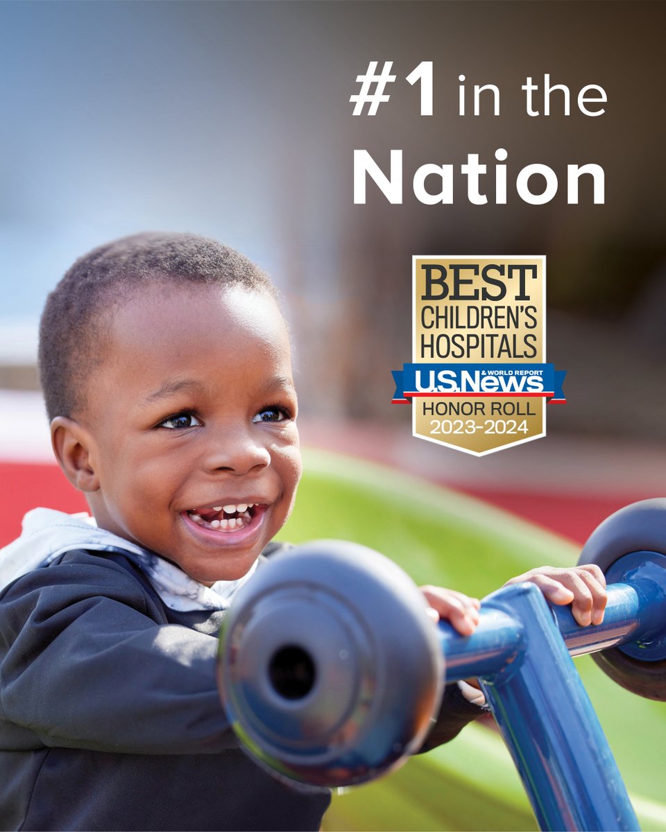We are honored to be the: #1 Children's Hospital in the Nation ✅ #1 Cancer Program in the Nation ✅ To our staff, thank you for your tremendous work for our patients, and for supporting one another. To our patients and families, thank you for trusting us with your care. 🎗️