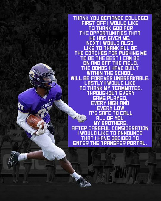 Thank you Defiance College 🐝@DCFBJackets <a href="/defiancecollege/">Defiance College</a>