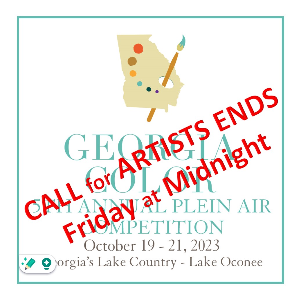 Call for Artists - 2023 Georgia Color✨🎨Call for Artists ENDS this FRIDAY, June 23, at midnight.  More information and APPLICATION at
olmstedpleinair.com/callforartists OR LINK in BIO
This is a juried event.
