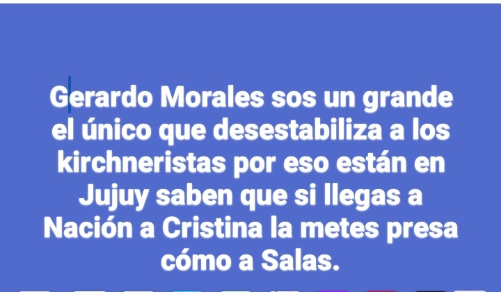 vanisanchez2023's tweet photo. Esa es la verdad el kirchnerismo tiene miedo por eso manda a las agrupaciones de la Cámpora a generar disturbios, robos y todo el daño que se esta haciendo en Jujuy. Sociedad Jujeña NO PERMITAMOS QUE NOS ARREBATEN LA PAZ SOCIAL. NOOO REGRESEMOS AL TIEMPO DE SALAS https://t.co/ddnkWDXvYv