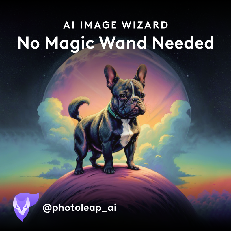 AI Image Magic 🔥 
Tag me (@photoleap_ai) in any tweet and describe the image you want to create. You'll get your FREE image in a reply📷
Ready to try?  

e.g 
@photoleap_ai
a french bulldog illustration in the sky