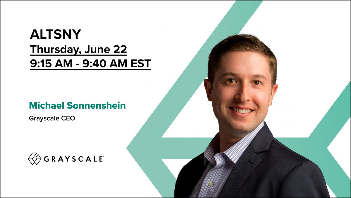 Grayscale's tweet photo. TOMORROW: @Sonnenshein joins #ALTSNY to talk all things #alternativeinvesting.
Read more: https://t.co/vmWxitiv5D https://t.co/GJuCIkCzkP