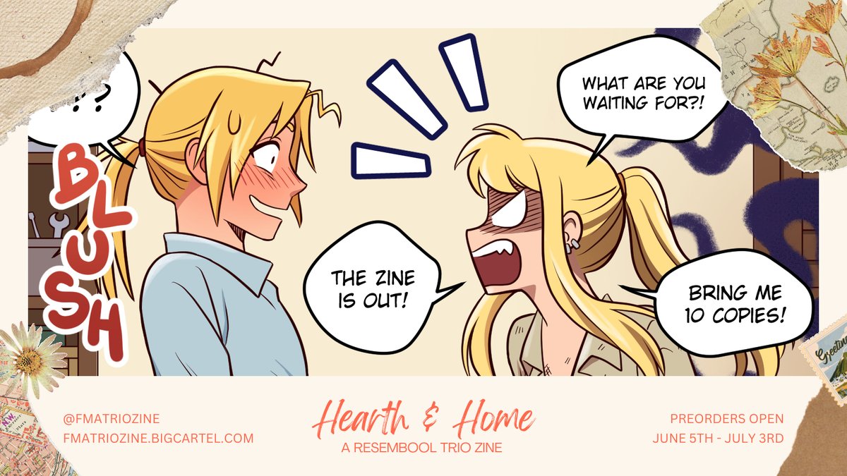 Here's a preview of my comic for @fmatriozine! 🥰  You heard Winry, you better get her a copy as well 🫣  Link to the shop in the tweet below✨