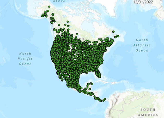 Coyotes: one Panama channel away from South America?
green dots = latest world GBIF data of coyote sightings