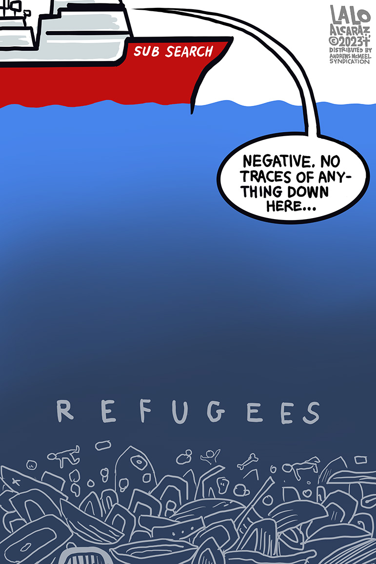 Missing Titanic Billionaire Sub Search. Please share #laloalcaraz cartoons