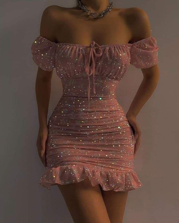 Sequined off-shoulder dress