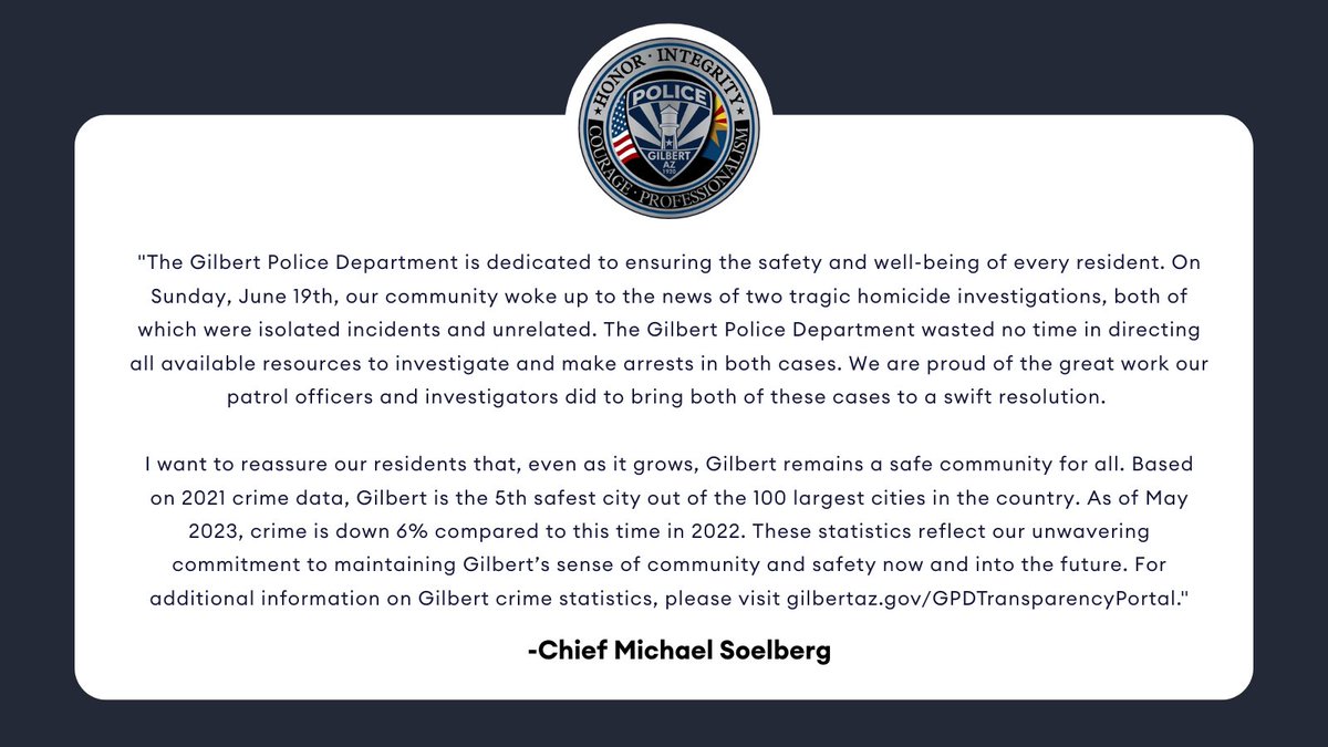 Gilbert Police Chief tweet media