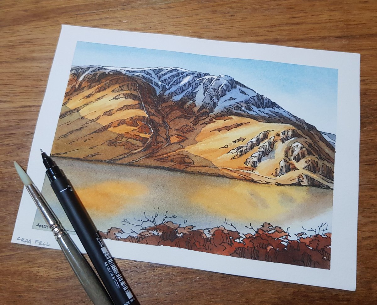 ImagesBeck's tweet image. Next in my 5x7 series of #sketches of the #lakelandfells is Crag Fell from across #ennerdale. It's now at the printers and will be on the website shortly. @lakedistrictnpa @LakelandWalker @TGOMagazine @BBCCountryfile @countrywalking @KenBromleyArt  @wildennerdale