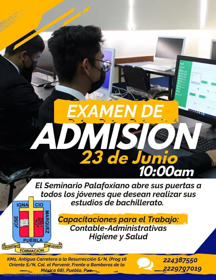El Seminario Palafoxiano abre sus puertas a todos los jóvenes que desean realizar sus estudios de bachillerato.