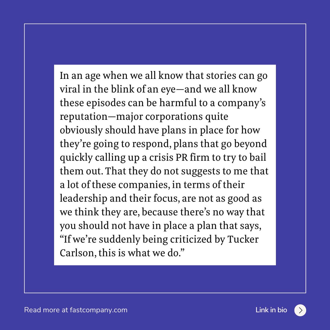 My latest <a href="/FastCompany/">Fast Company</a> piece argued that the backlash against corporate support of #PrideMonth doesn’t only show the ambition of the Christian Nationalist movement; it also shows the lack of strategy on the part of the senior leadership of corporations. 
shorturl.at/bcdxF