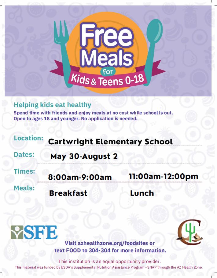 CartwrightSD's tweet photo. We have updated our summer meal locations. The two schools offering FREE summer meals moving forward are @CartwrightCoug and @JFLongSchool. #oneteamunafamilia https://t.co/wDWWCzTPzA