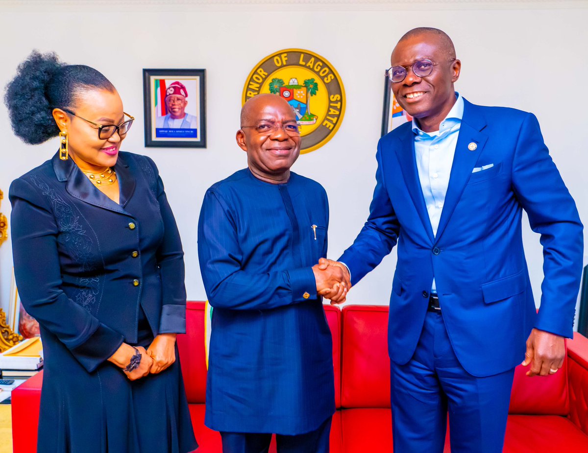 jidesanwoolu's tweet photo. Honored to receive Governor Alex Otti of Abia State at Lagos House, Marina today. 

Productive discussions on strengthening collaboration between Lagos and Abia for shared prosperity and development. 

Together, we'll create a brighter future for our states and the entire nation. https://t.co/iZ8lQAk9ra