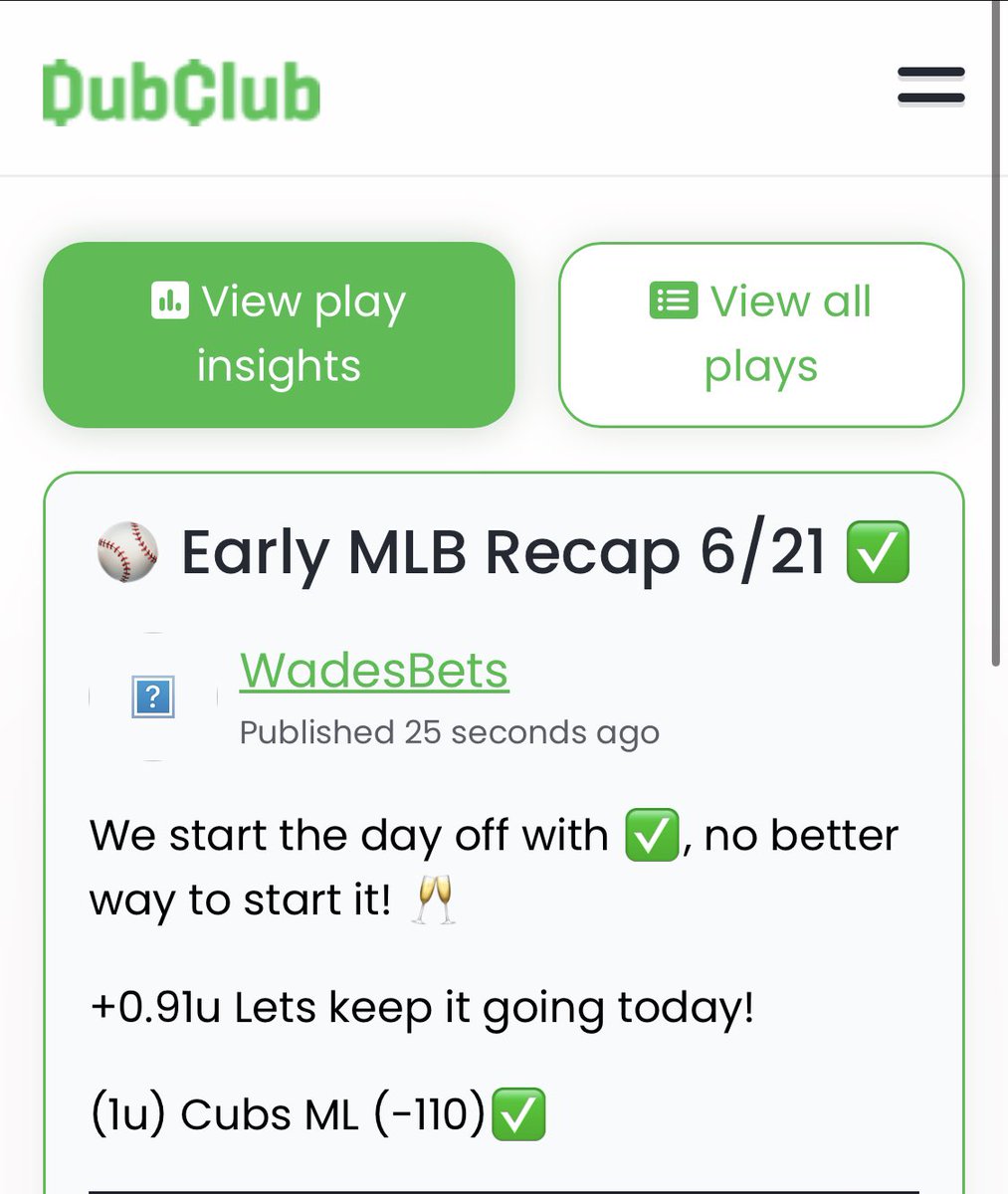 #GamblingTwitter, VIP starts the day off in the ✅! 

+0.91u🔥 Let’s keep it going tonight🤝🏽

#MLB #NextStartsHere